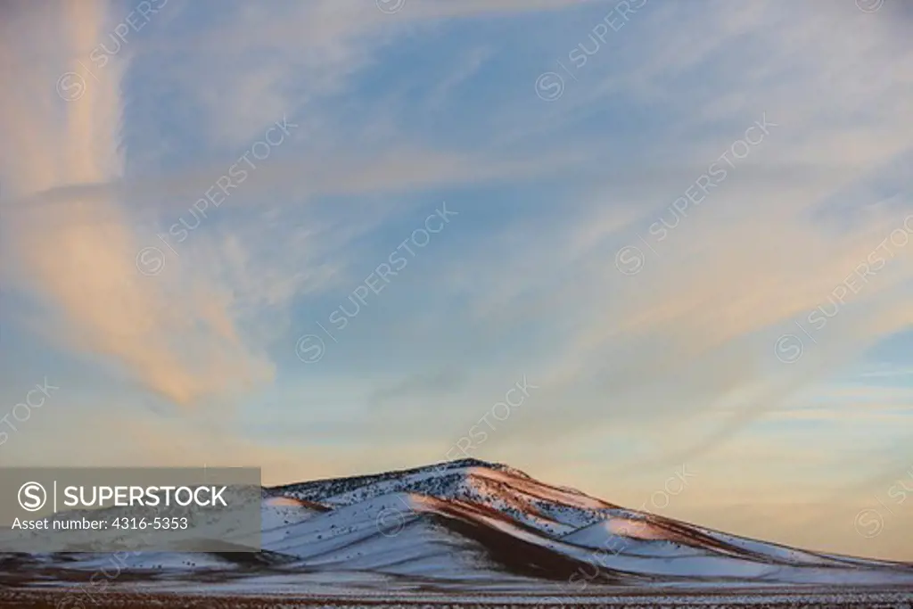 Small snowy mountain in winter, Nevada, USA