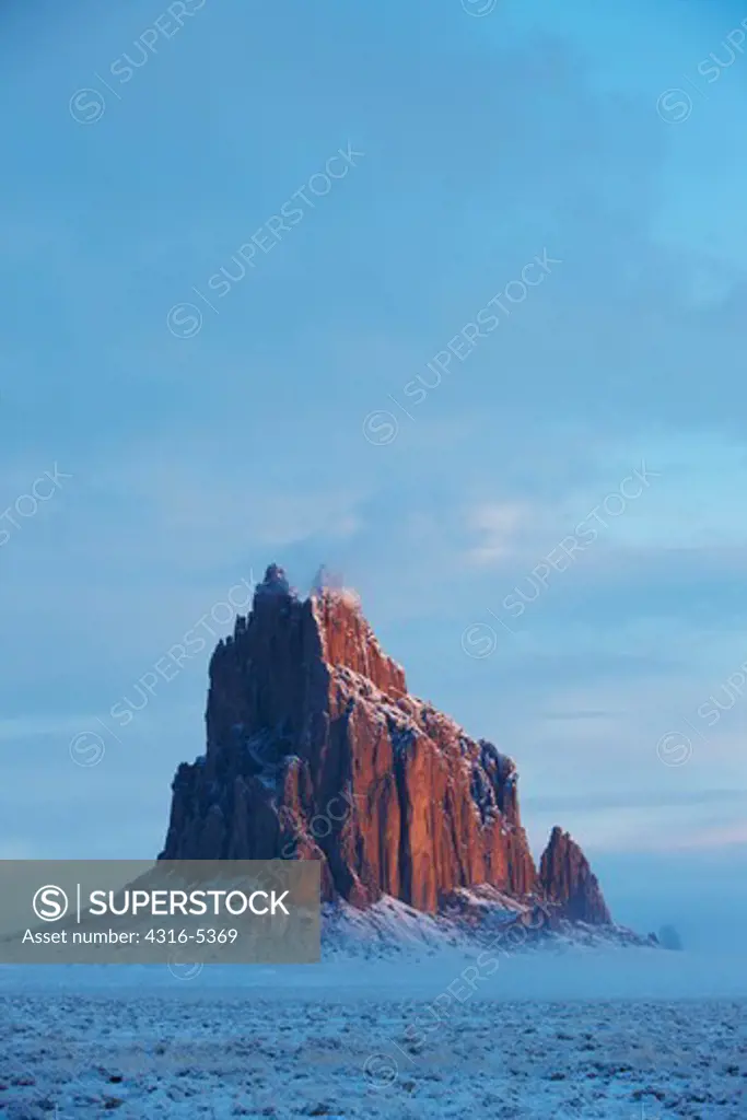Winter storm clears around Shiprock, New Mexico, USA