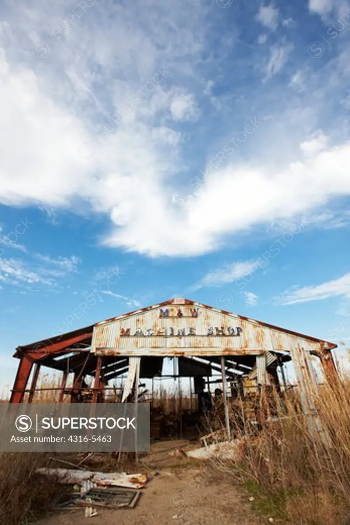 Remnants of a machine shop destroyed by Hurricane Rita, Cameron, Louisiana, USA