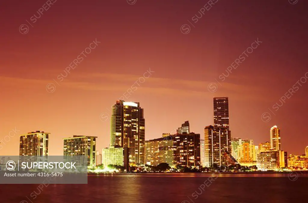 Miami skyline at dusk, Florida, USA