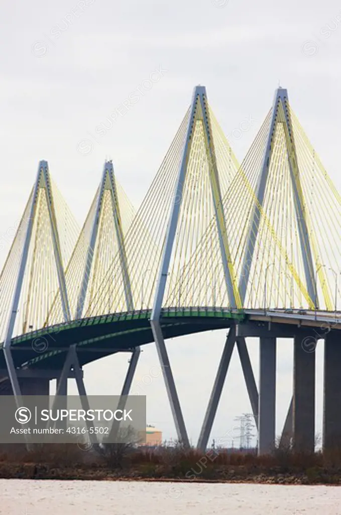 Cable-stayed bridge, Fred Hartman Bridge, Houston Ship Channel, Baytown, Texas, USA