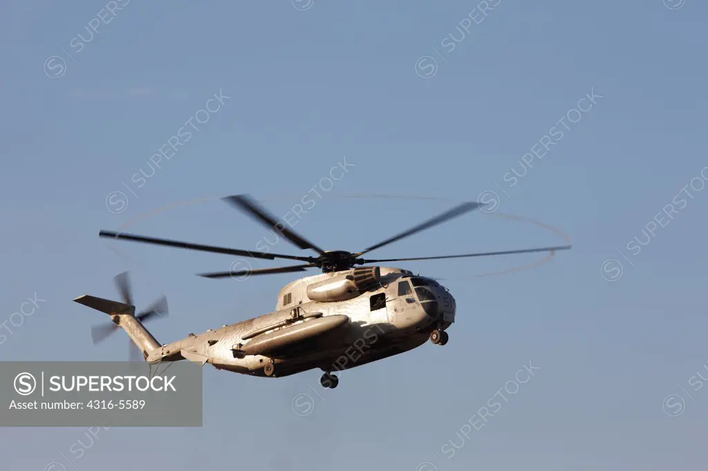 United States Marine Corps CH-53D Sea Stallion in flight, Helmand Province, Afghanistan