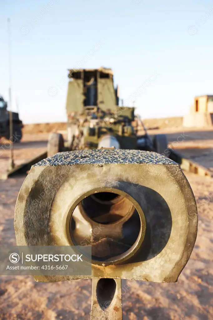 United States Marine Corps M777 Howitzer at a remote combat outpost in the Helmand Province, Afghanistan