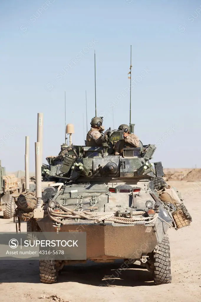 United States Marine Corps LAV-25 during a combat operation, Helmand Province, Afghanistan