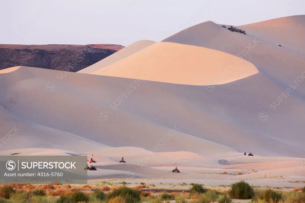 USA, Nevada, Off Road Vehicles traverse Sand Mountain, dune field east of Fallon
