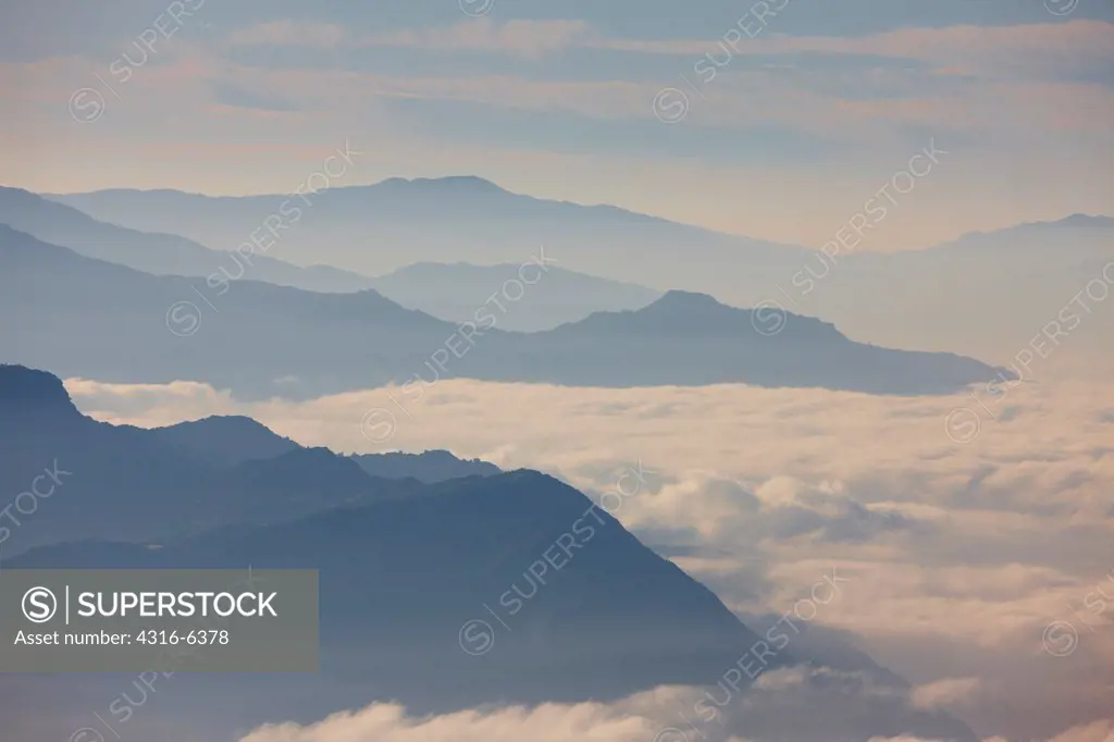 Nepal, Himalaya, foothills in clouds, dawn