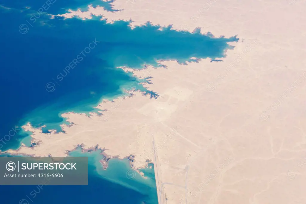 Aerial view of a lake, Lake Qadisiyah, Al-Anbar, Al-Haditha, Iraq