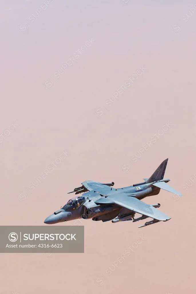 US Marine Corps AV-8B Harrier during a combat operation over the Al Anbar Province, Iraq
