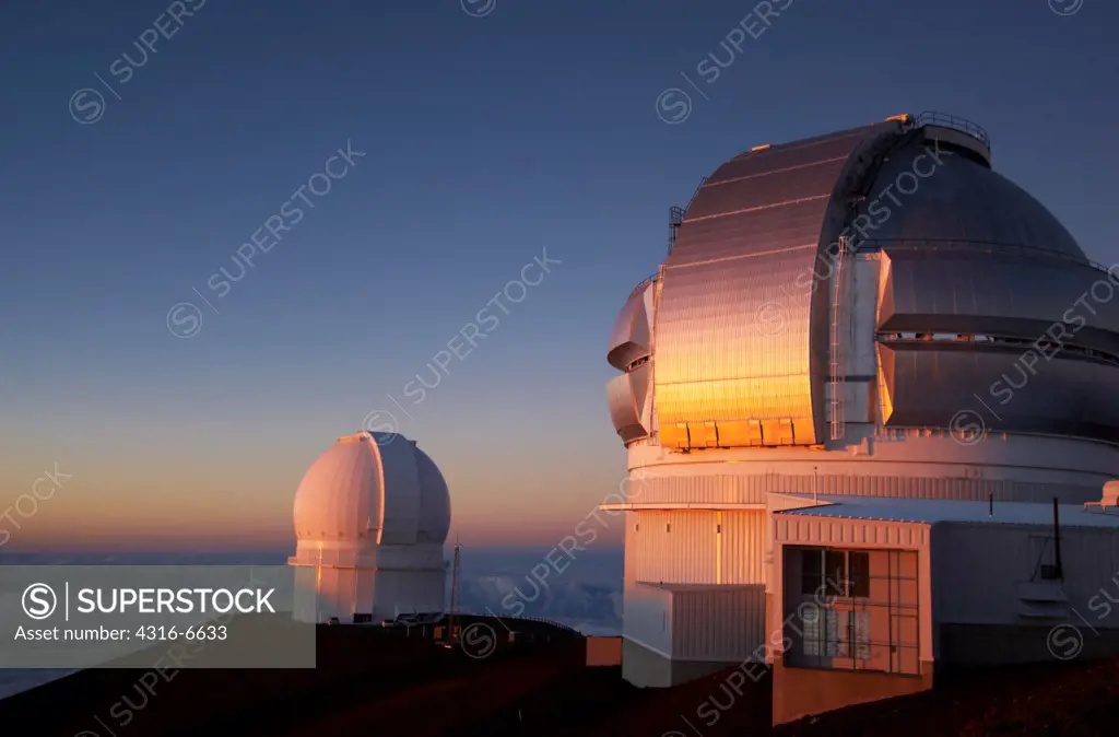 Gemini Observatory and Canada-France-Hawaii Telescope on a mountain, Mauna Kea, Hawaii Islands, Hawaii, USA