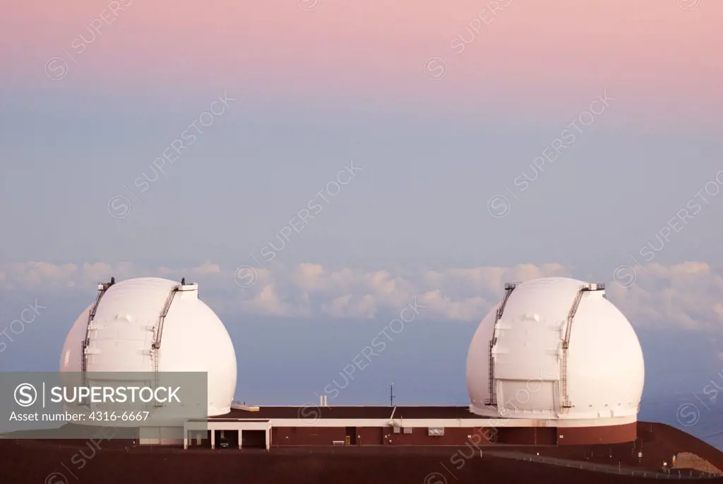 Twin telescopes of the W. M. Keck Observatory, Mauna Kea, Hawaii Islands, Hawaii, USA