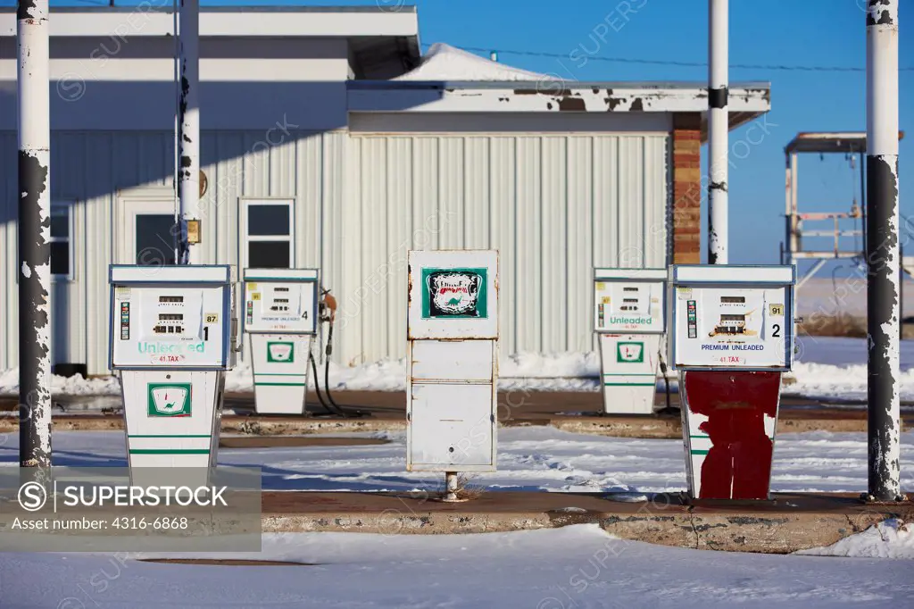 USA, Kansas, Rural roadside gas station and service station