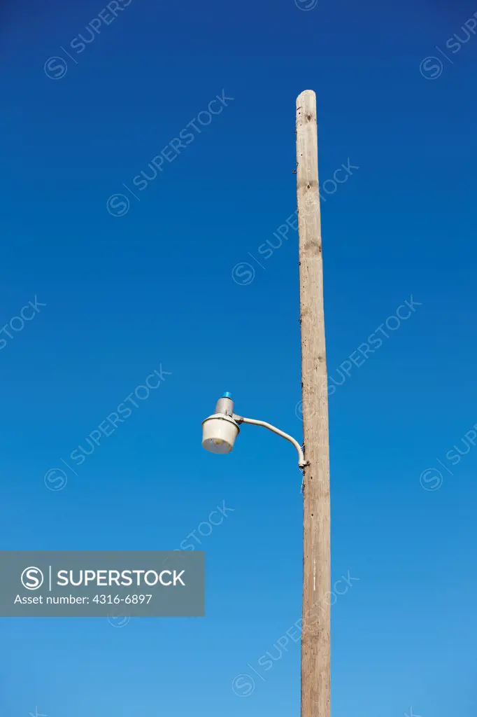 USA, Oklahoma, Picher, Old street light on tall pole