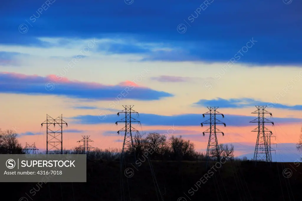 USA, Arkansas, Transmission Towers and High voltage power lines