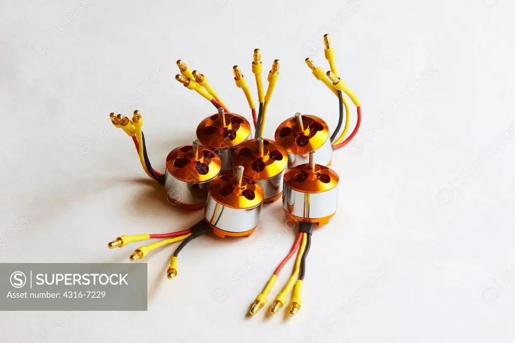 Brushless electric outrunner motors for an experimental unmanned aerial vehicle (UAV) or drone
