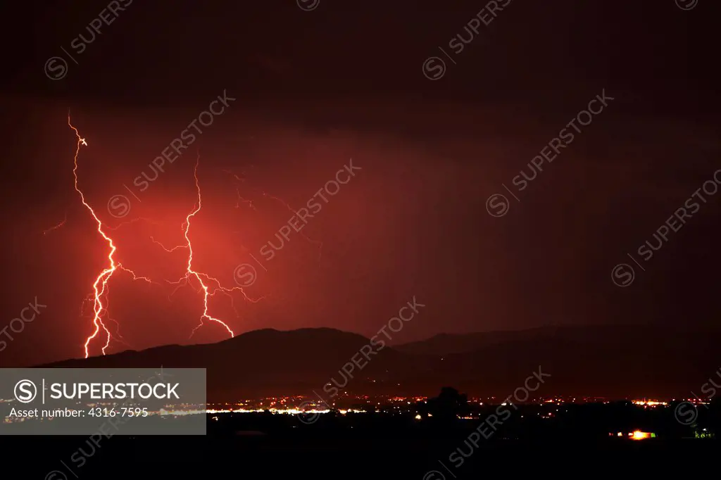 Lightning above city