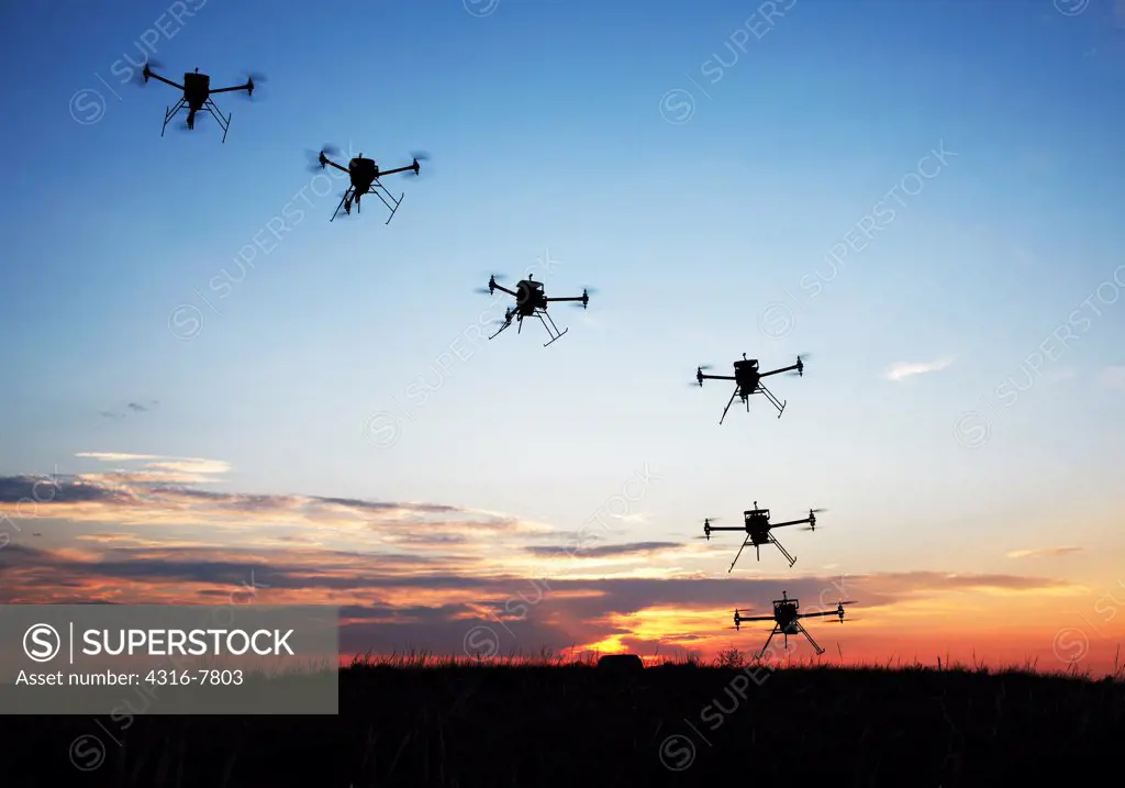 Landing sequence of unmanned aerial vehicles (UAV) at dawn
