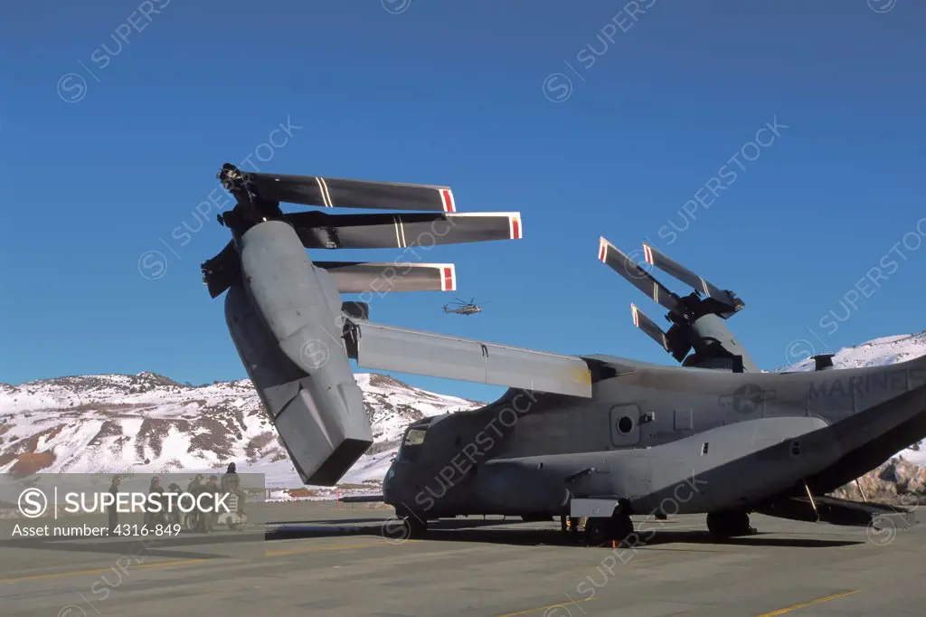 V-22 Osprey Rotates Its Wing After Folding Its Rotor Blades