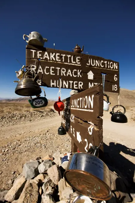 Sign for Teakettle Junction, A Remote Intersection in the Death Valley Region of The California Desert