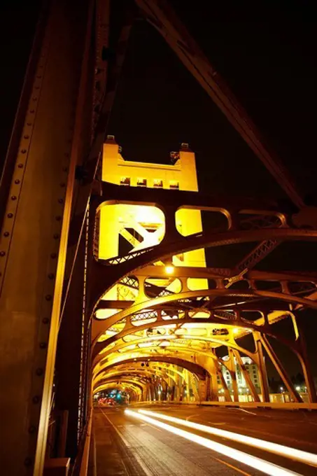Tower Bridge spans the Sacramento River, West Sacramento, Yolo County, California, USA