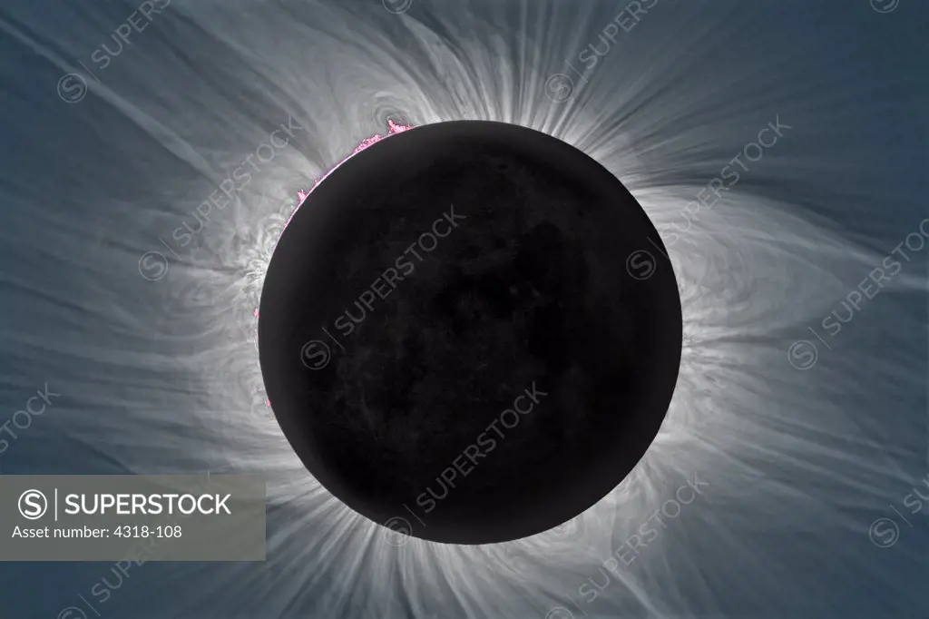 Solar Corona and Face of the Moon