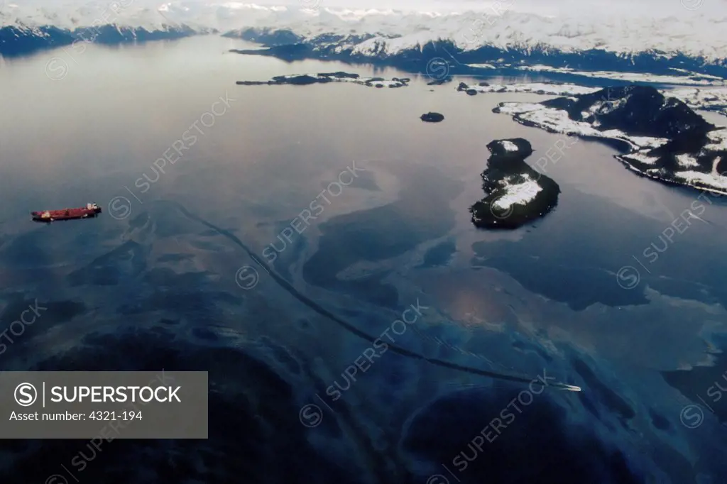 Exxon Valdez Amidst its Oil Slick