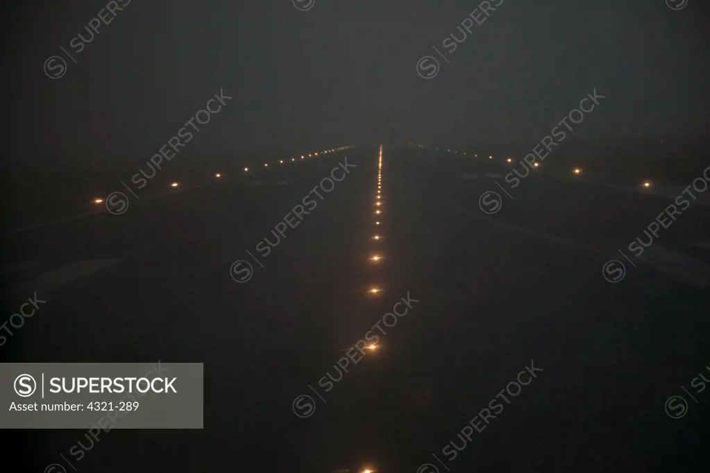Lights on runway at an airport