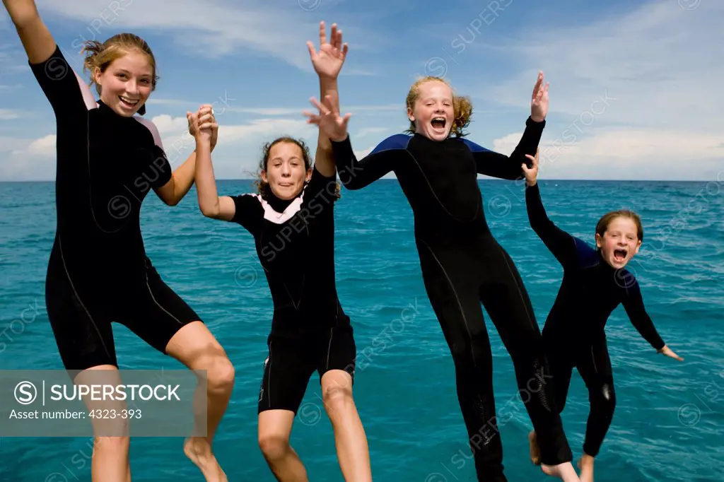 Youngsters Jumping with Enthusiasm