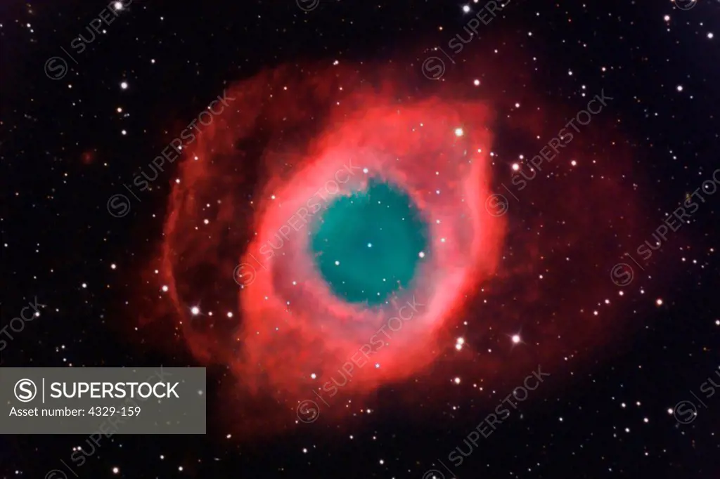 The closest planetary nebula to Earth at about 450 light years, the Helix can be seen as a soft glow from dark skies even in binoculars. It is also one of the largest planetary nebulas. 