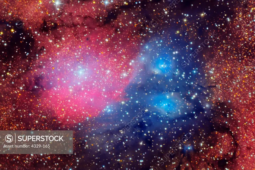NGC 6590 is an emission/reflection nebula that lies in between the famous M8 Lagoon Nebula and M17, the Swan Nebula