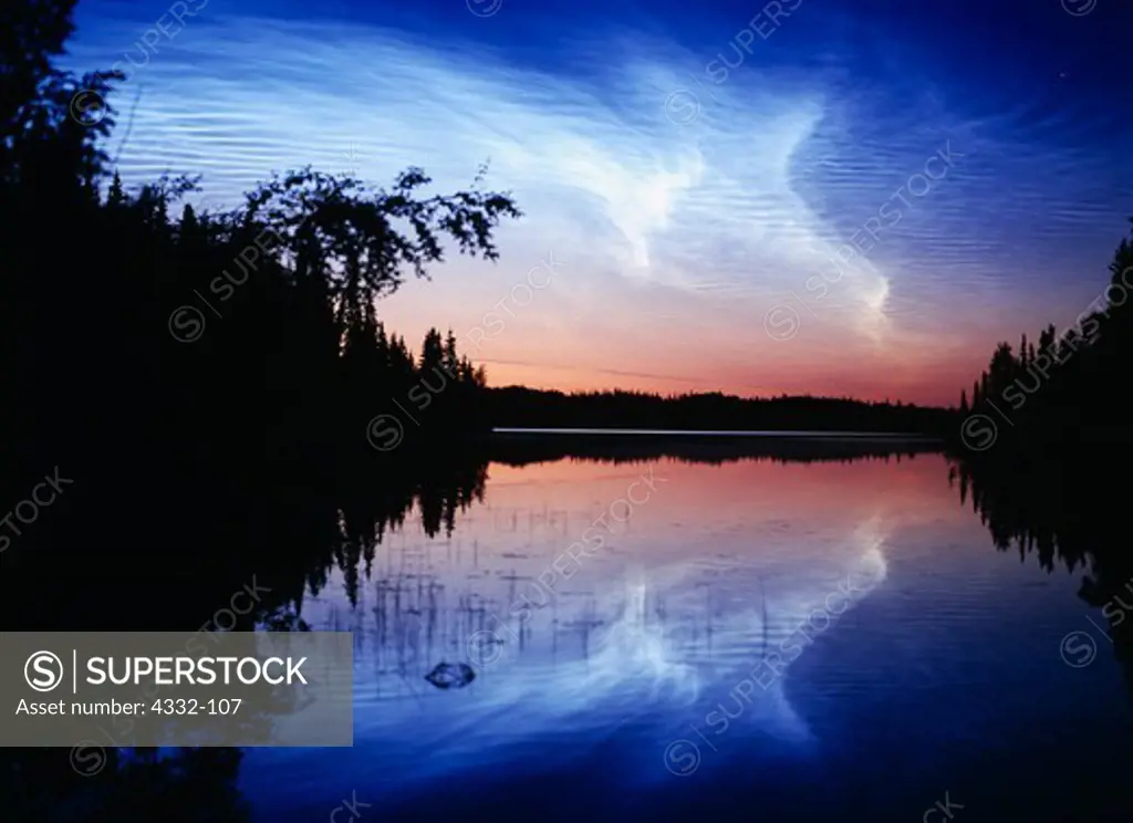 Dolly Varden Lake, Kenai National Wildlife Refuge, Alaska. These clouds are sometimes seen during late dusk or early dawn in Northern latitudes. 
