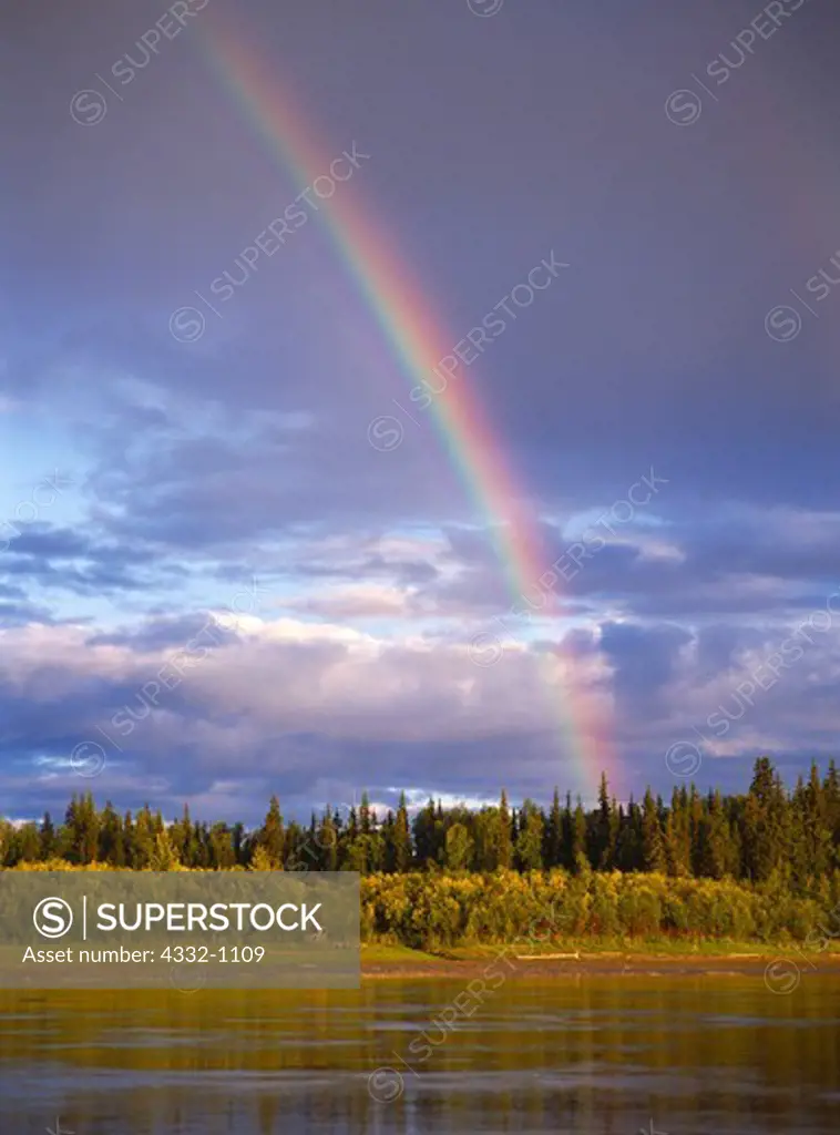 Rainbow over boreal forest adjacent to the Yukon River south of the Tatonduk River, Yukon-Charley Rivers National Preserve, Alaska.