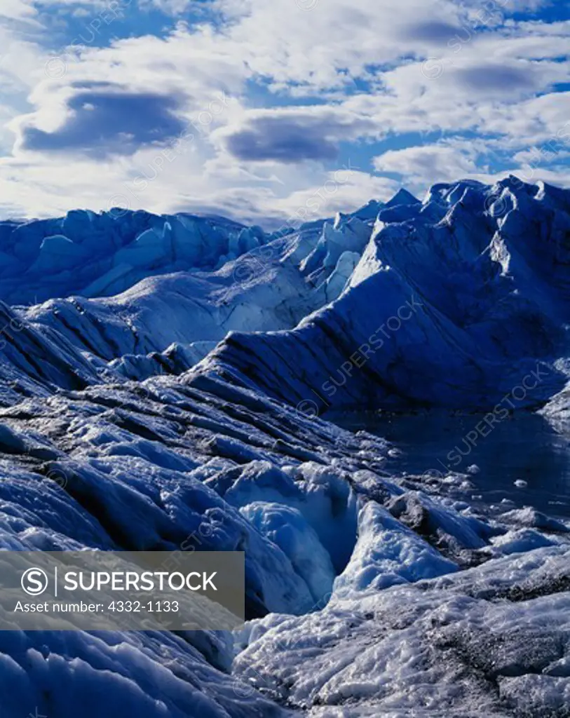 Icy surface of Matanuska Glacier, Chugach Mountains, Alaska.