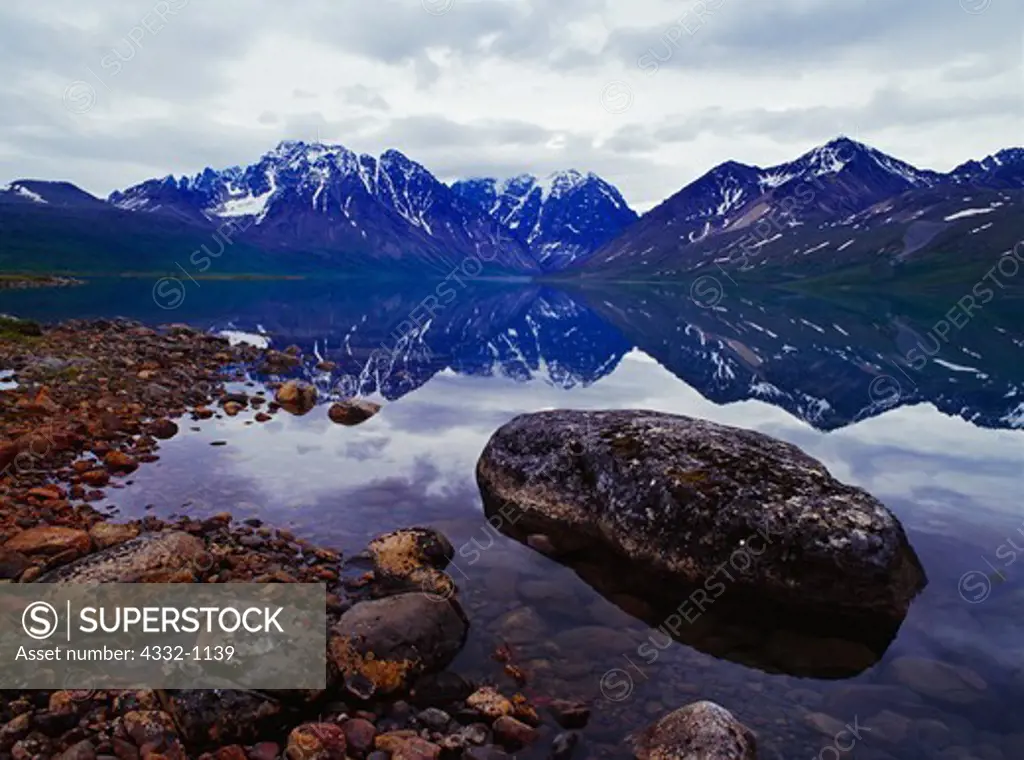 Telaquana Peak reflected in Turquoise Lake, Lake Clark National Park, Alaska.