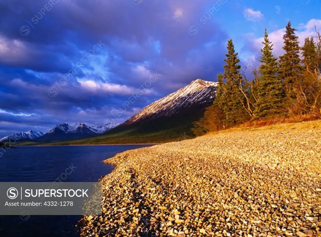 Tanalian Mountain and shoreline of Lake Clark, Lake Clark National Park and Preserve, Alaska