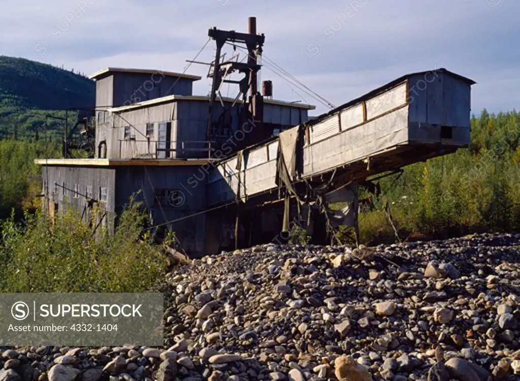 Dredge for placer gold mining abandoned on Coal Creek, Yukon-Charley Rivers National Preserve, Alaska.
