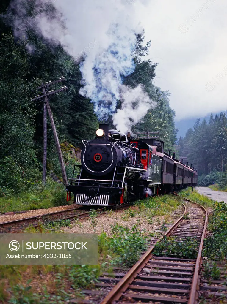 Steam engine number 73, White Pass and Yukon Route narrow gauge railroad, Skagway, Alaska.