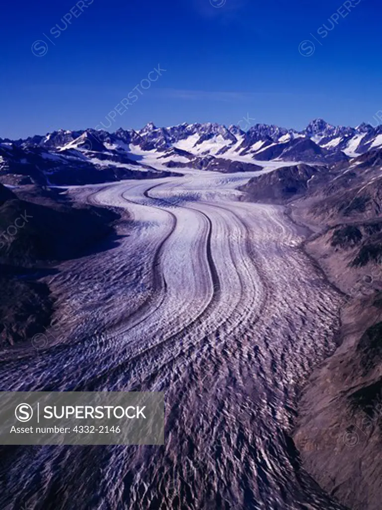 Aerial veiw of the Casement Glacier, Glacier Bay National Park, Alaska.