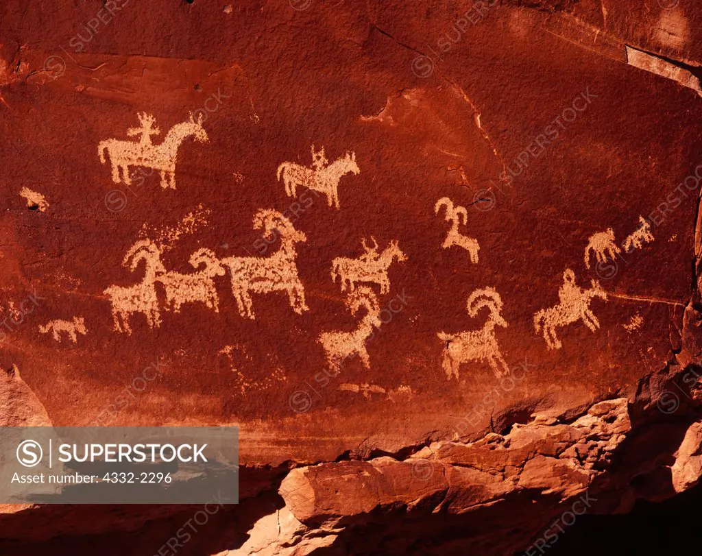 Wolfe Ranch Petroglyph Panel, likely Ute in origin, Arches National Park, Utah.