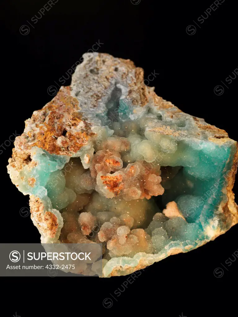 Hemimorphite geode from the Wenshan Mine, Yunnan Province, China.