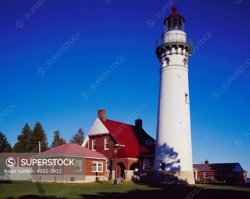 Seul Choix Point Lighthouse, built 1892 to 1895, Lake Michigan shore, Upper Peninsula, Michigan.