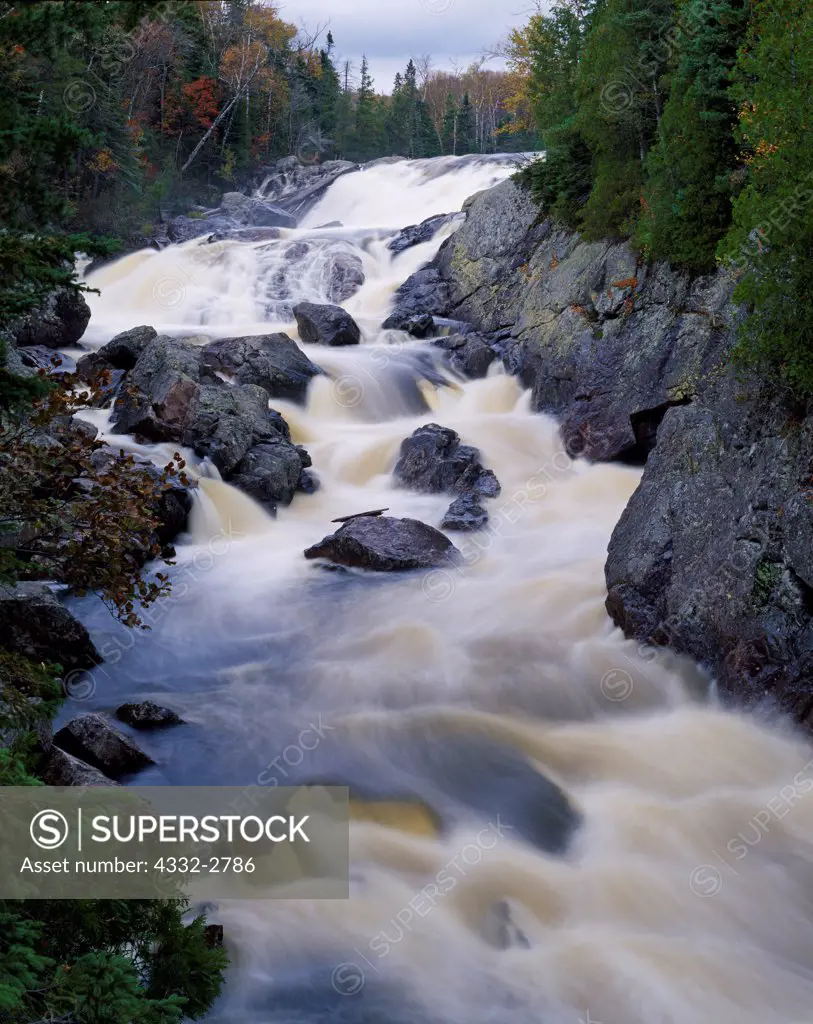 Lower waterfall on the Sand River, Lake Superior Provincial Park, Ontario, Canada.