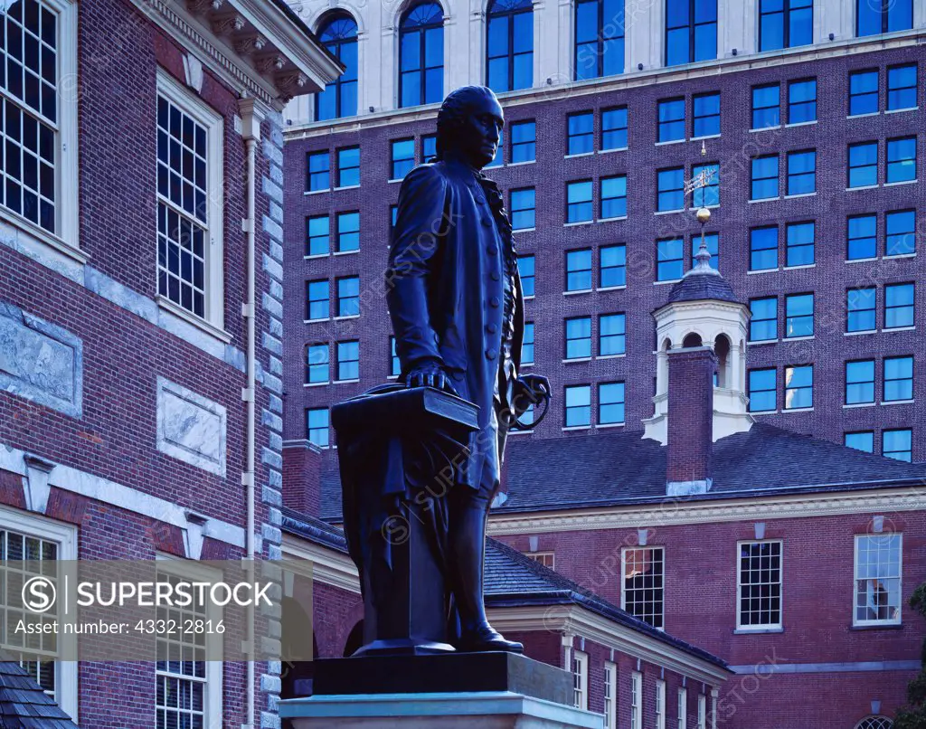 Statue of George Washington, Independence Hall and Congress Hall, Independence National Historical Park, Philadelphia, Pennsylvania.