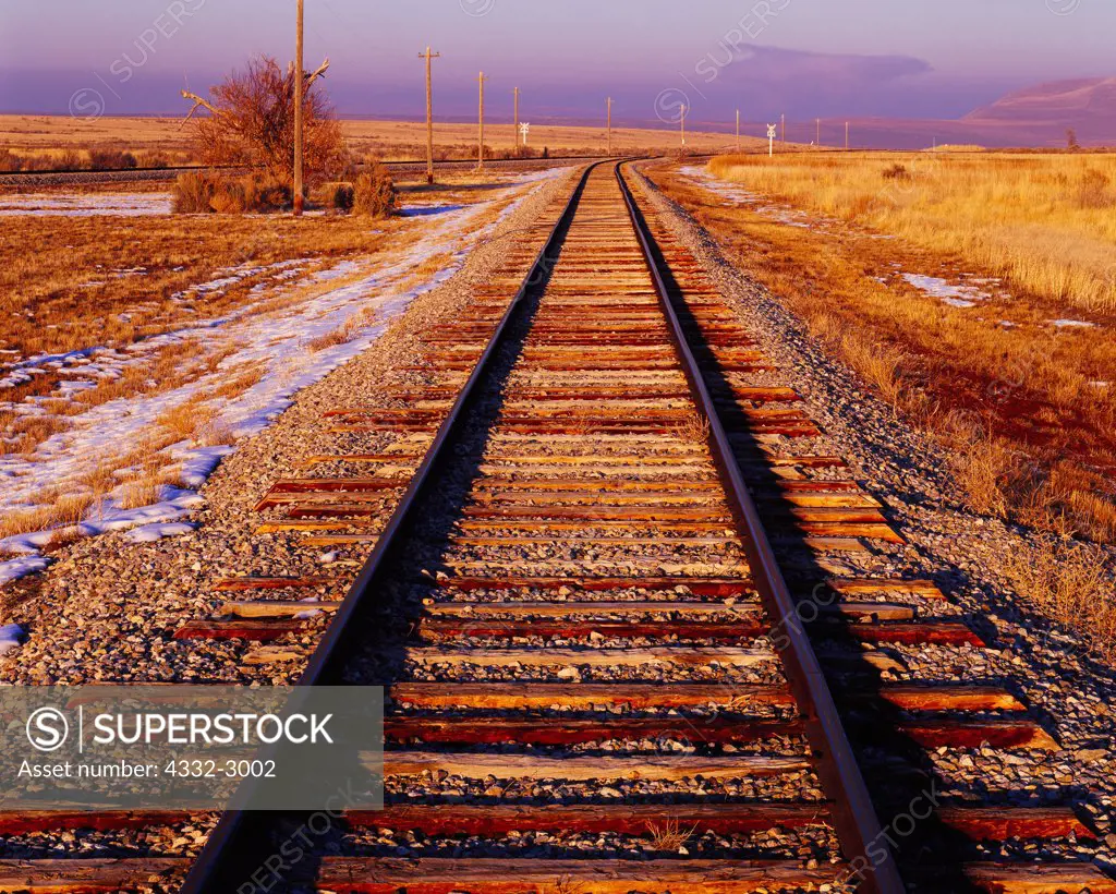 Historic Union Pacific Railroad Tracks, Golden Spike National Historic Site, Promontory, Utah.
