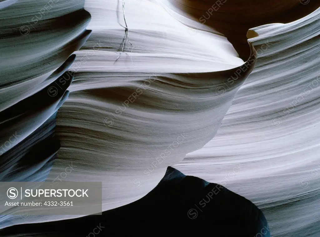 USA, Arizona, Colorado Plateau, Cresting waves carved in Navajo Sandstone, slickrock slot canyon