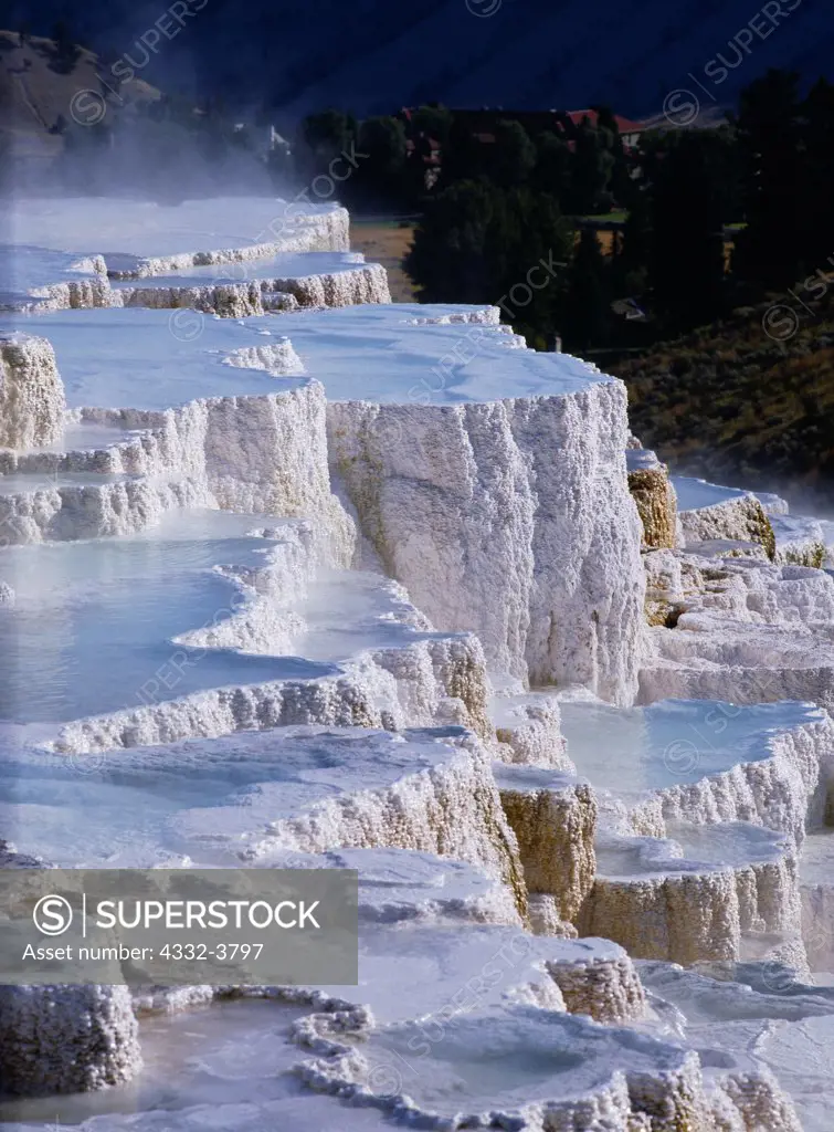 USA, Wyoming, Yellowstone National Park, Mammoth Hot Springs, Minerva Terrace, travertine formations