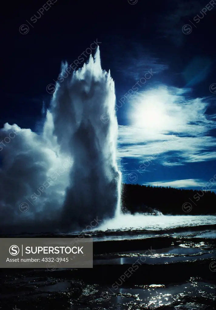 Great Fountain Geyser in full eruption, Yellowstone National Park, Wyoming.