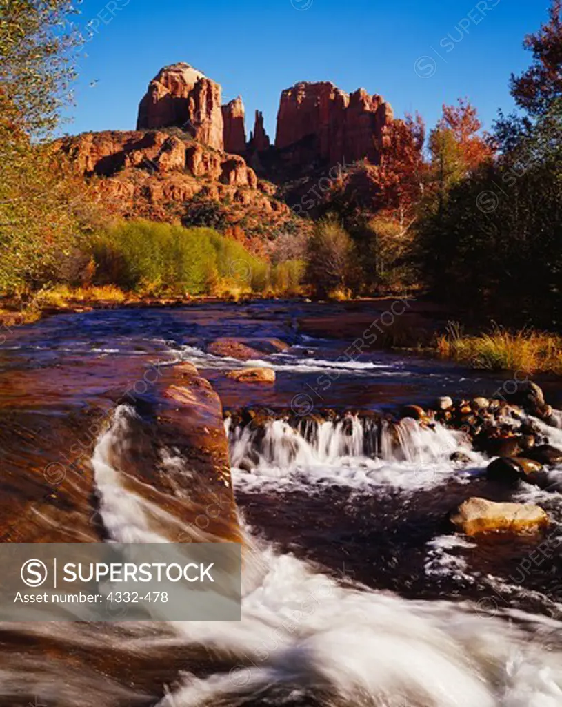 Cathedral Rock and Oak Creek, view from Red Rock Crossing, Coconino National Forest, Arizona.