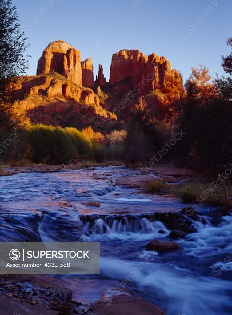 Cathedral Rock from Red Rock Crossing of Oak Creek, Coconino National Forest, Arizona.