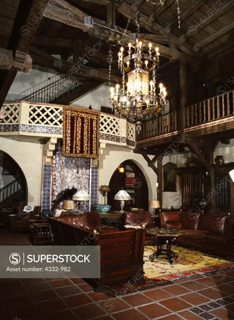 The Great Hall of Scotty's Castle, Death Valley Ranch, Death Valley National Park, California.