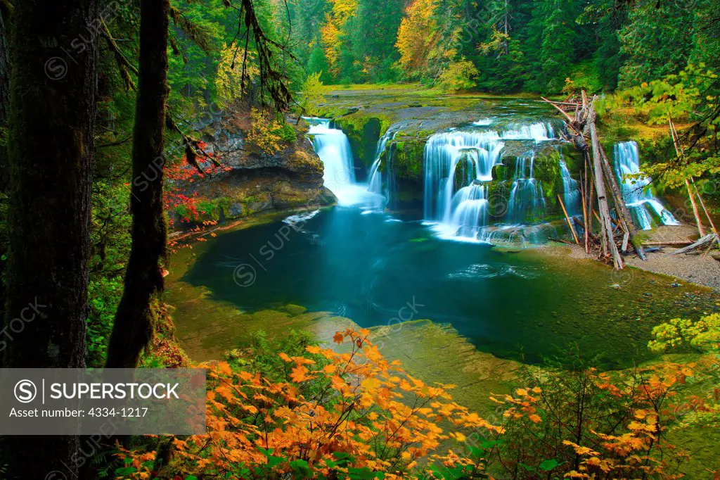 USA, Washington, Lower Lewis River Falls in Gifford Pinchot National Forest